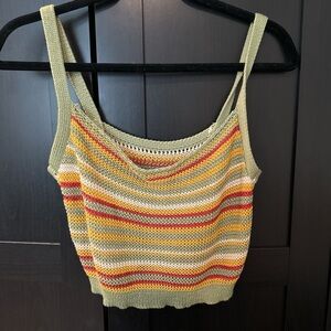 Multi colored crochet knit top. Size: Medium